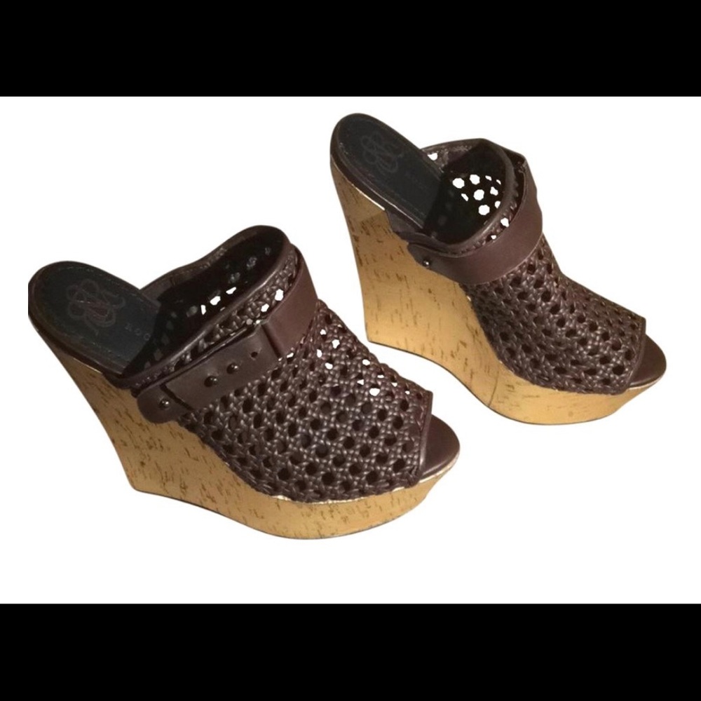 Rock & Republic Brown Veronica Sandal Wedges S 6.5